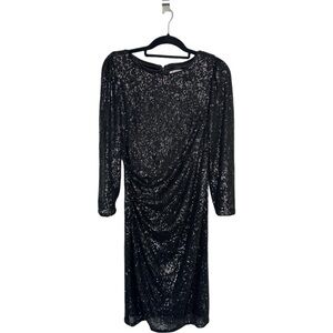 Nanette Lepore Black sequin long sleeve midi  party dress size 10